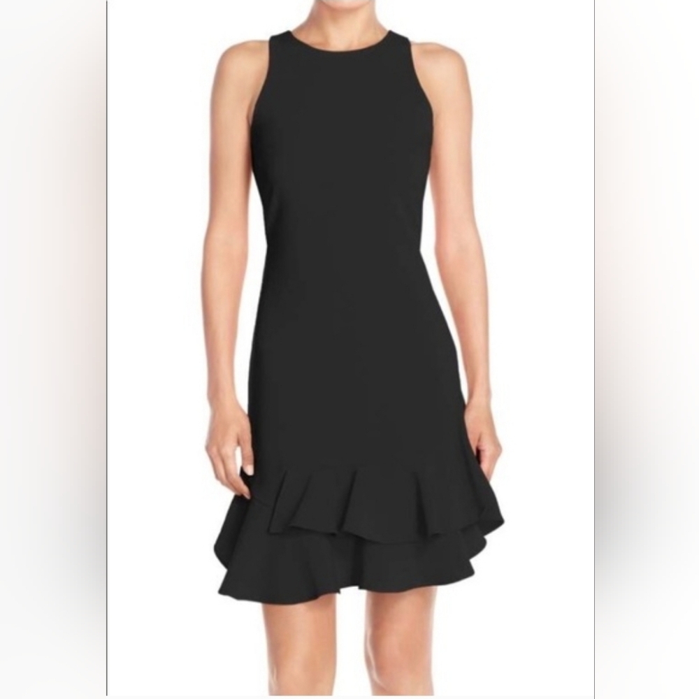 Chelsea28 Black Asymmetrical Ruffled Hem LBD. So Flattering! - Picture 3 of 8